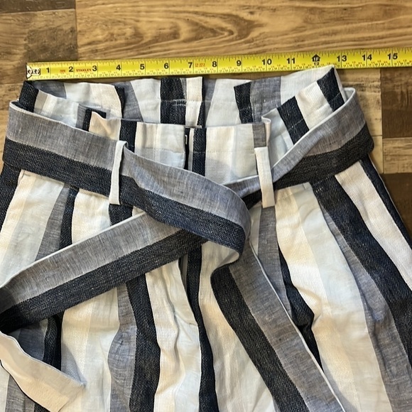 J. Crew Point Sur High Rise Striped Pant 100% linen 0 - Picture 3 of 11